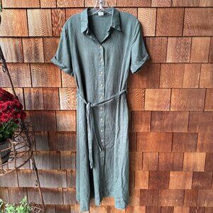 Wilfred Sage Green Linen Short Sleeve Shirt dress in Women's Medium